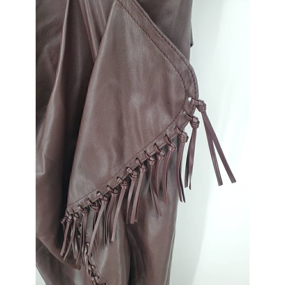 SIMKHAI Women's‎ Faux Leather Carkee Fringe Dress Brown Size 4 - Picture 7 of 9